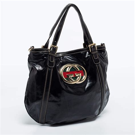 gucci dialux britt tote|GUCCI Dialux Medium Britt Tote Black .